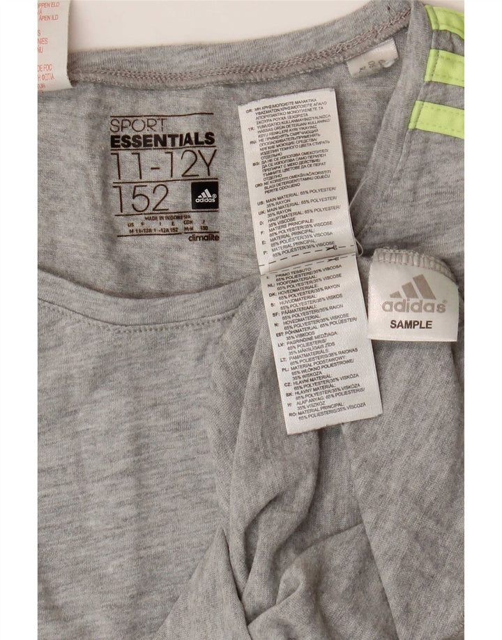 Adidas Boys Climalite T-Shirt Top 11-12 Years Grey Polyester