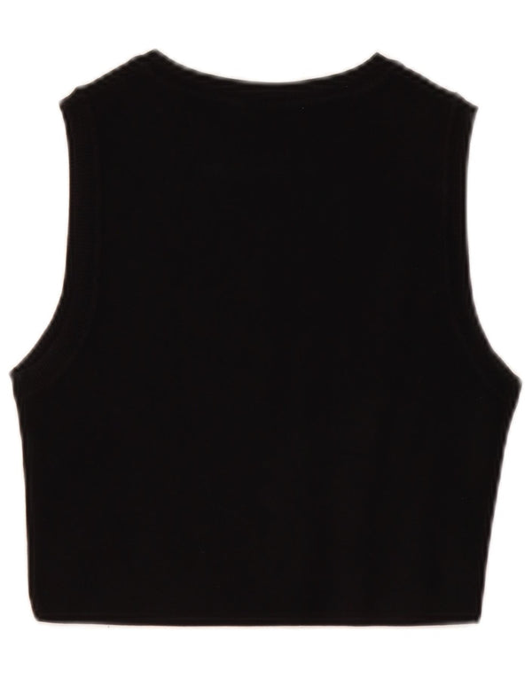 Zara Γυναικείο Crop Vest Top UK 14 Large Black Viscose