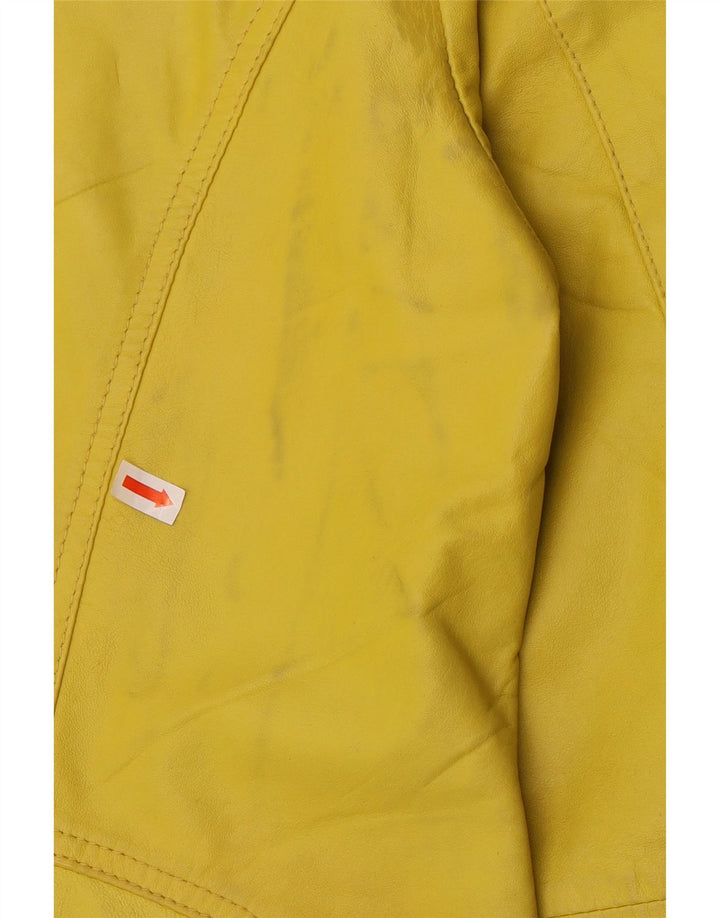 Biba Γυναικείο Δερμάτινο Μπουφάν UK 14 Medium Yellow Spotted Leather