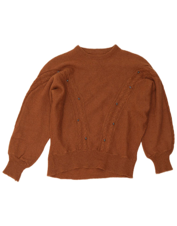 Vintage γυναικείο πουλόβερ με λαιμόκοψη UK 14 Large Brown