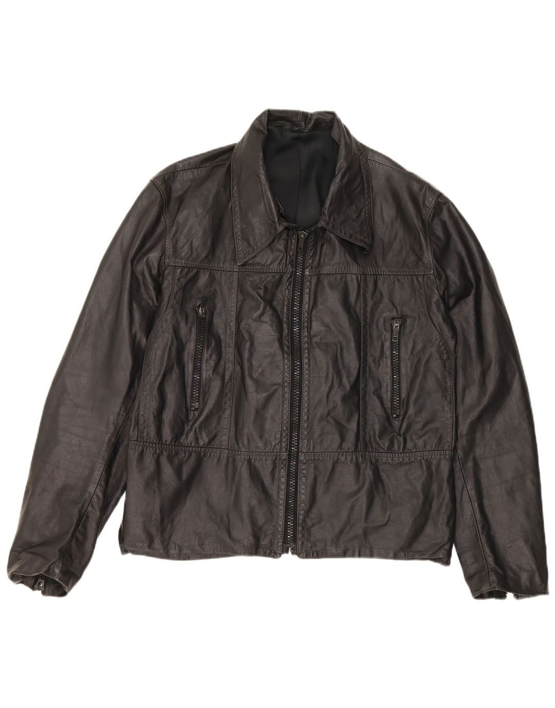 Vintage Γυναικείο Δερμάτινο Μπουφάν UK 18 XL Μαύρο Δερμάτινο