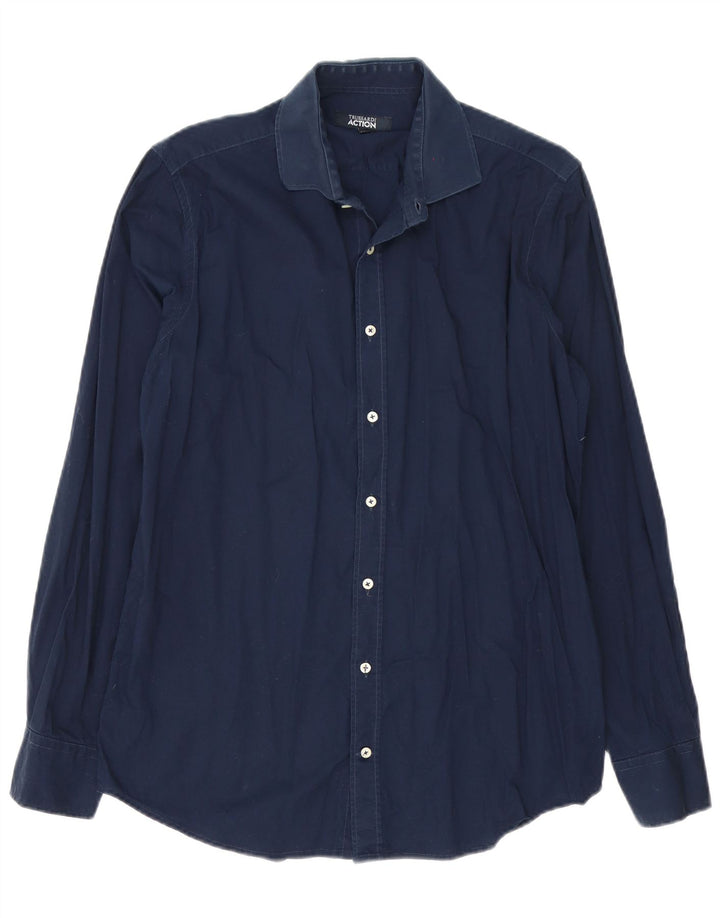 Ανδρικό πουκάμισο Trussardi 41/42 Μεγάλο Βαμβακερό Navy Blue