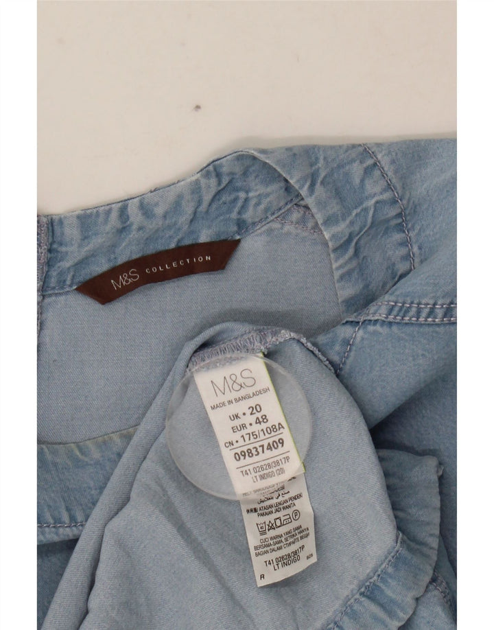 MARKS & SPENCER Γυναικεία τζιν μπλούζα Top UK 20 2XL Blue Lyocell