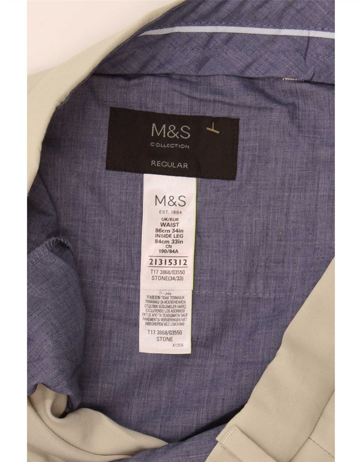 Ανδρικό κανονικό παντελόνι Marks & Spencer W34 L33 Beige Polyester