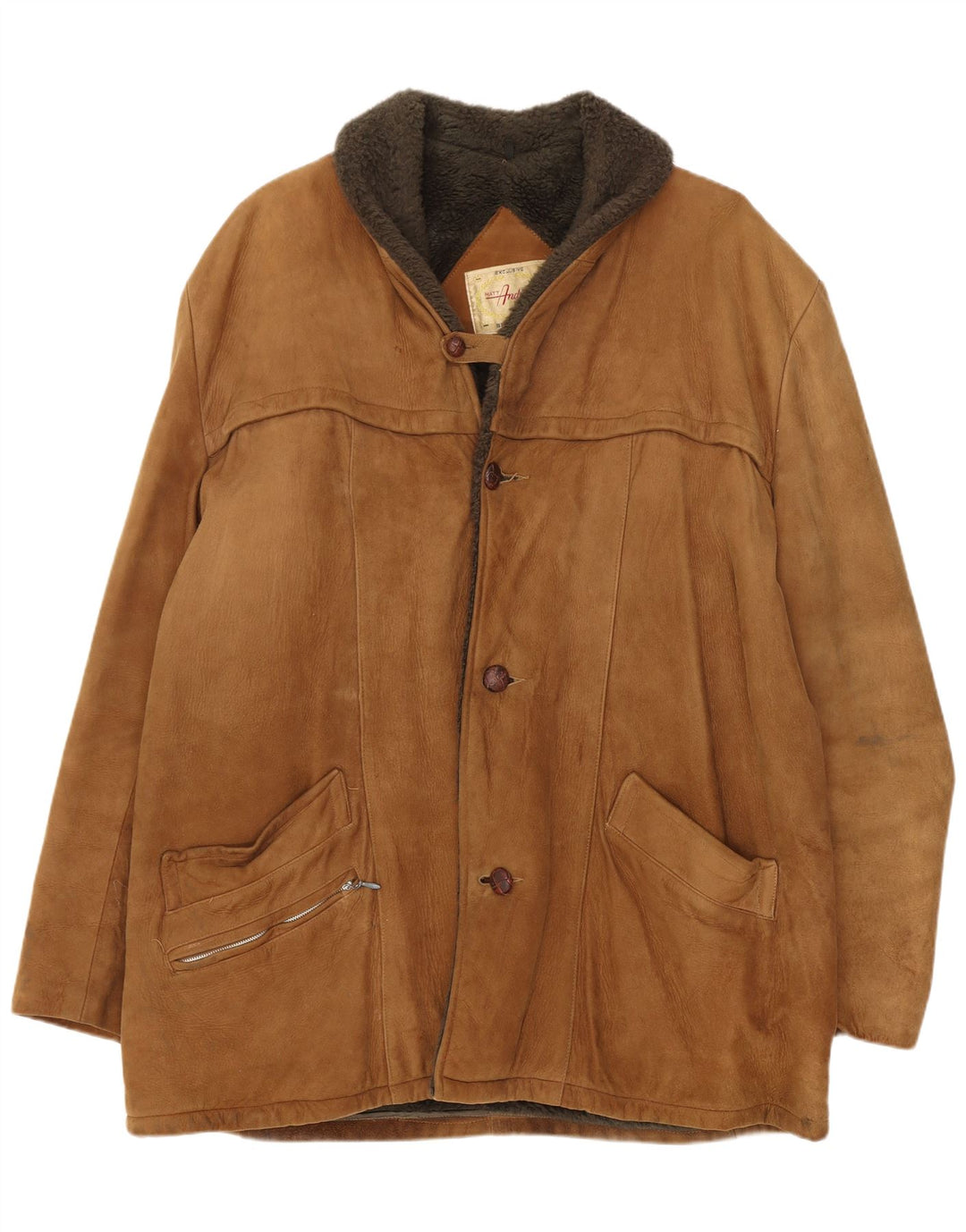 Vintage Ανδρικό Shearling Jacket UK 38 Medium Brown