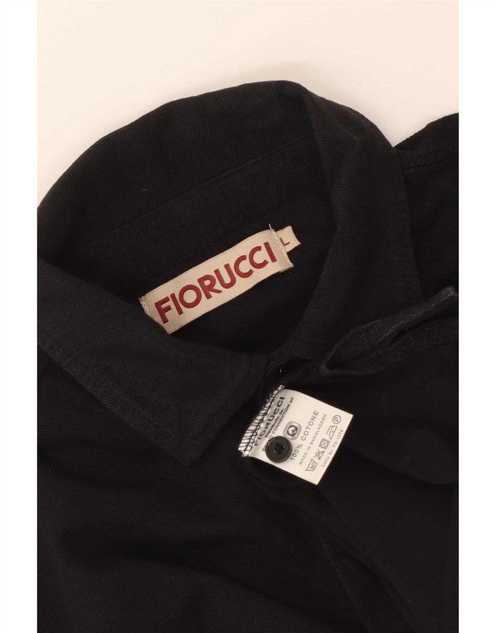 Ανδρικό πουκάμισο πόλο Fiorucci μεγάλο μαύρο βαμβακερό