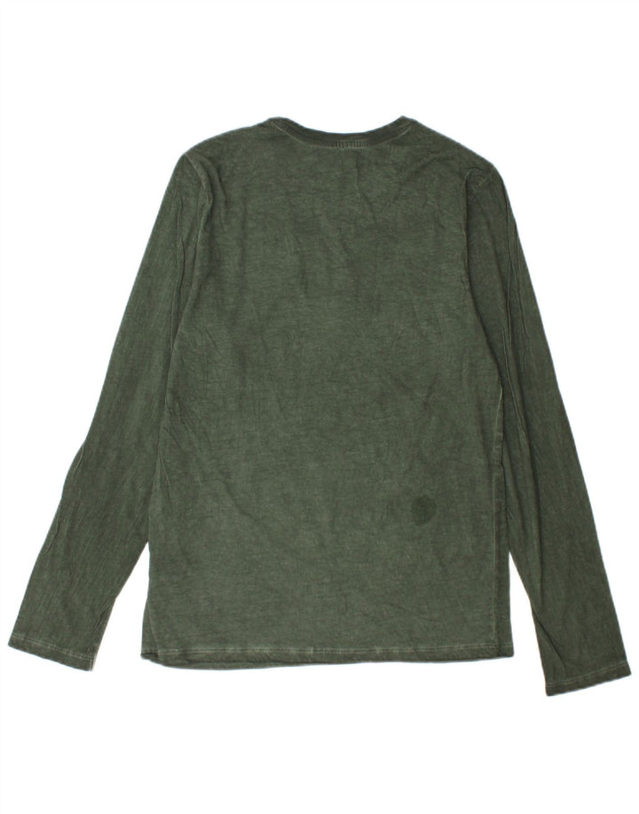 BENETTON Ανδρικό γραφικό τοπ μακρυμάνικο μικρό πράσινο βαμβακερό