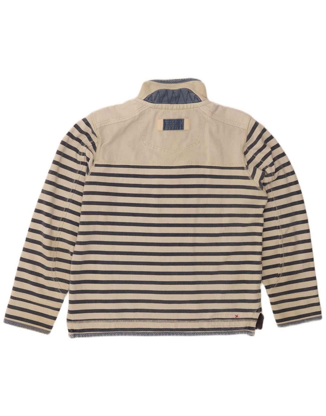 FAT FACE Ανδρικό φούτερ με φερμουάρ από βαμβακερό ριγέ μικρό σε λευκό χρώμα