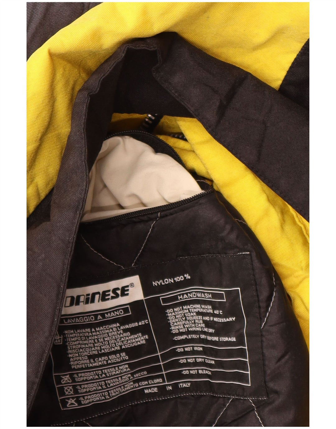 Dainese Mens Moto Racer Biker Jacket UK 38 Medium Yellow Colorblock Nylon
