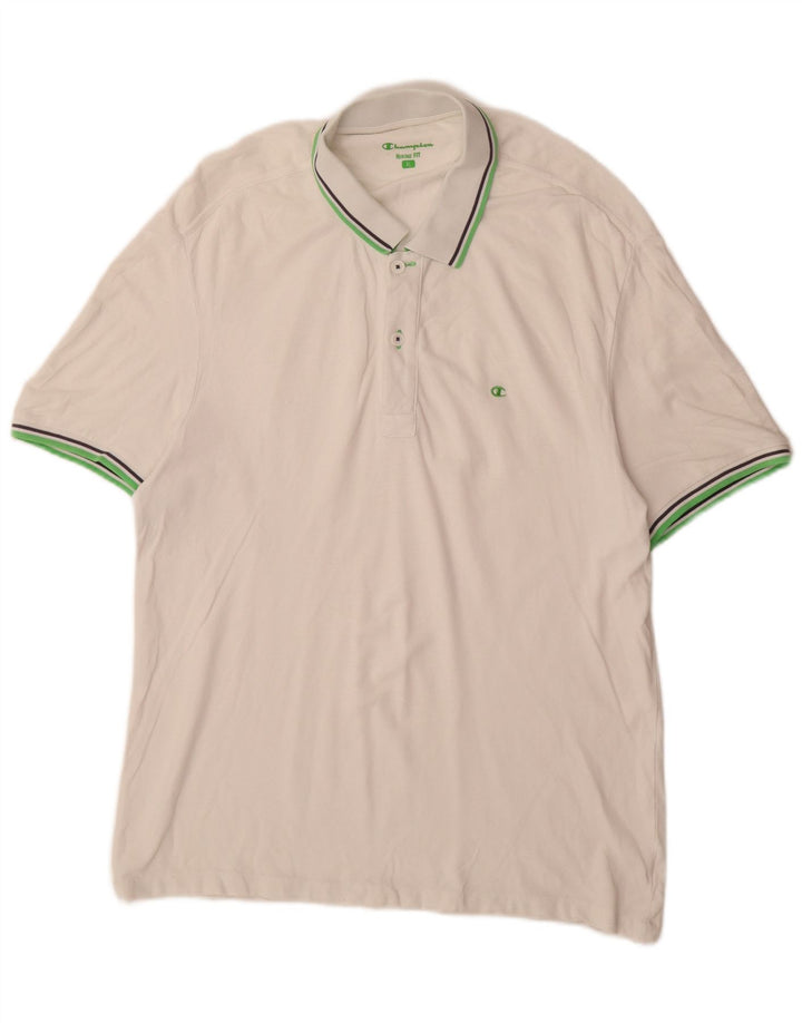 Ανδρικό μπλουζάκι CHAMPION Heritage Fit Polo XL Λευκό