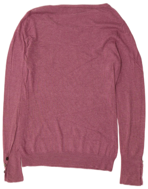 WAREHOUSE Womens Boat Neck Jumper Sweater UK 12 Medium  Purple Viscose