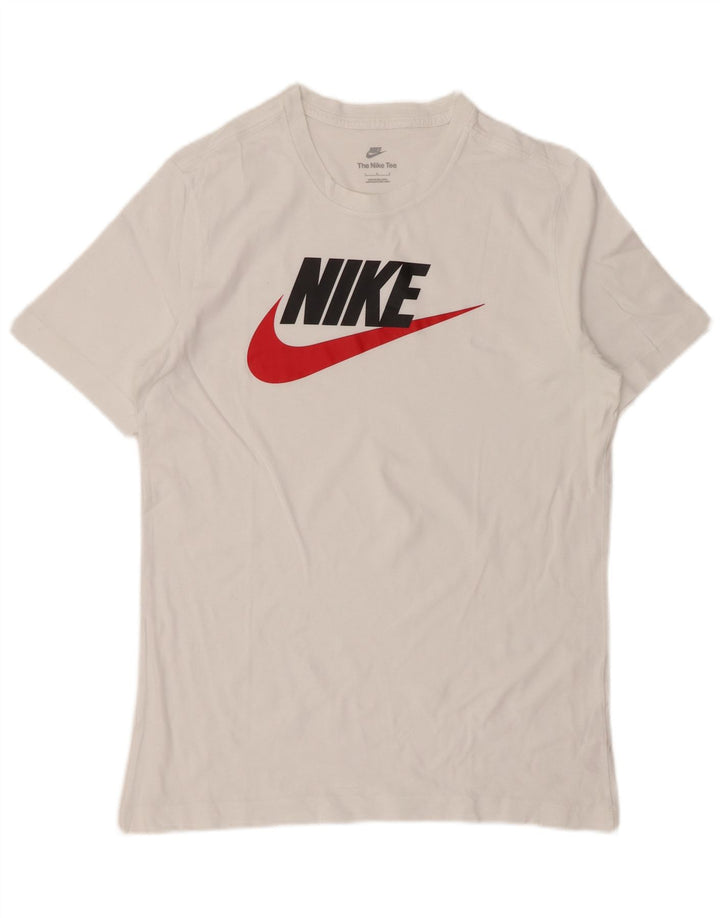 Ανδρικό γραφικό μπλουζάκι Nike, μεγάλο λευκό βαμβακερό