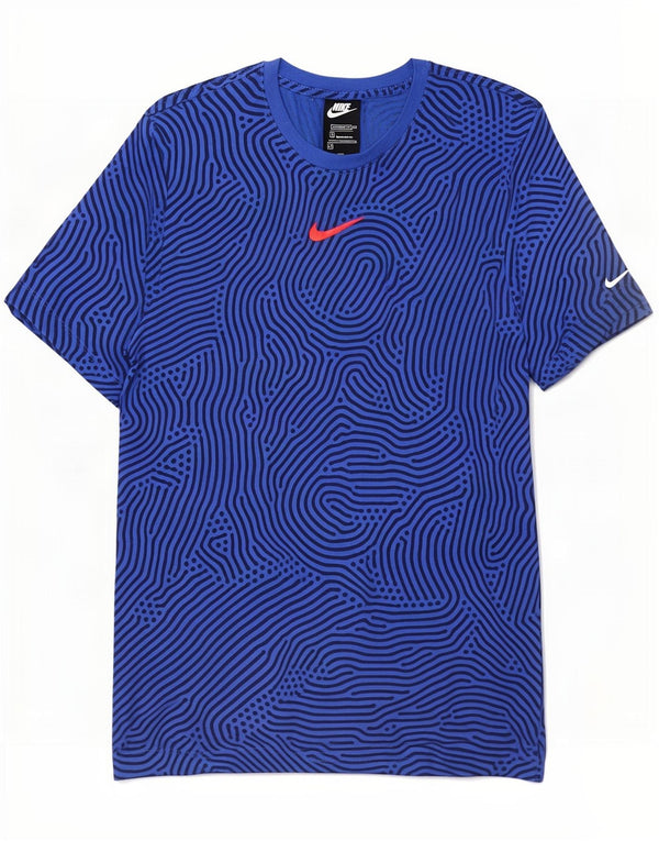 Ανδρικό μπλουζάκι Nike με κανονική εφαρμογή, μεσαίο μπλε γεωμετρικό βαμβακερό μπλουζάκι