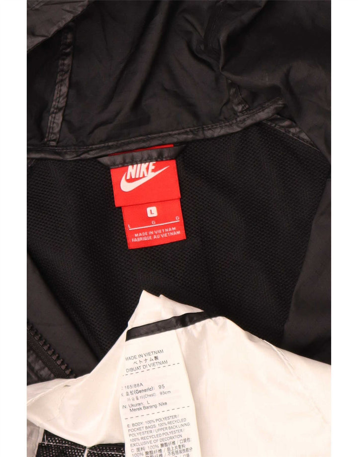 Nike γυναικείο μπουφάν βροχής με κουκούλα UK 16 Large Black Colorblock Polyester
