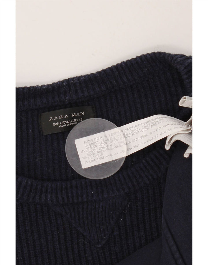 Zara Ανδρικό Φούτερ Jumper Μεγάλο Ναυτικό Βαμβακερό