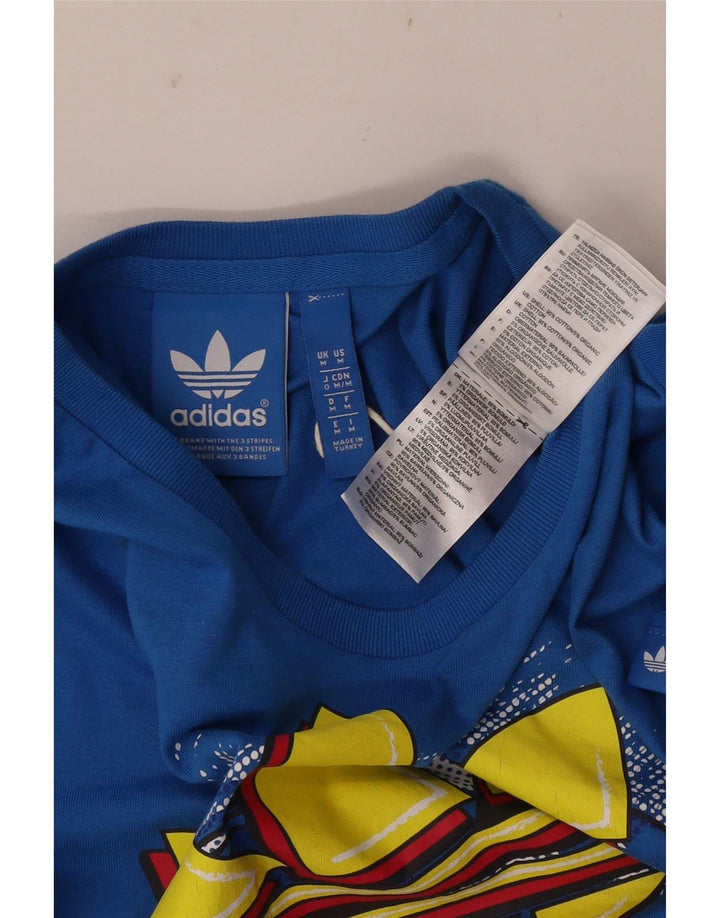 Ανδρικό γραφικό T-Shirt Adidas Top από μεσαίο μπλε βαμβακερό