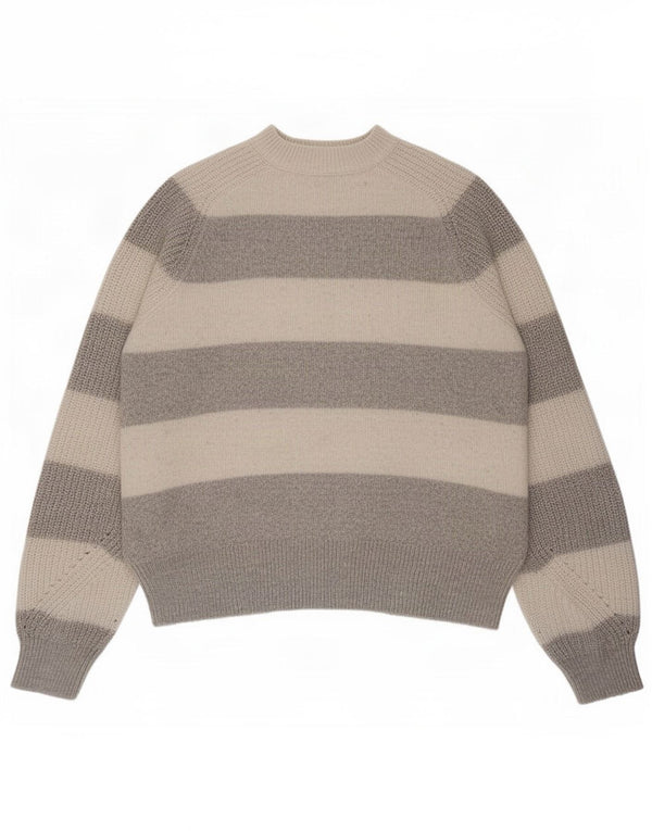 Marks & Spencer Γυναικείο πουλόβερ με λαιμόκοψη UK 10 Small Grey ριγέ