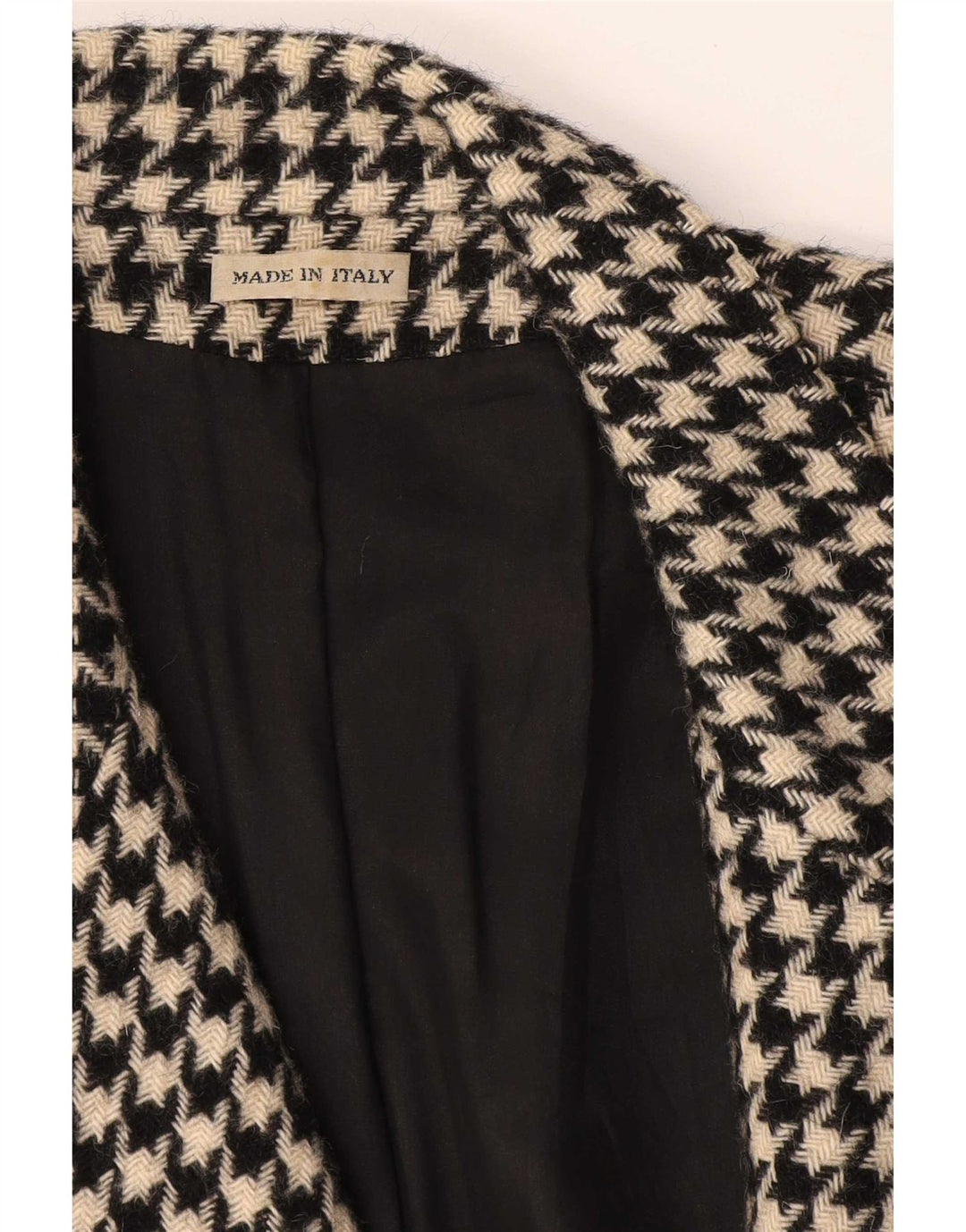 Vintage γυναικείο σακάκι 1 κουμπιού Blazer UK 14 Medium Black Houndstooth