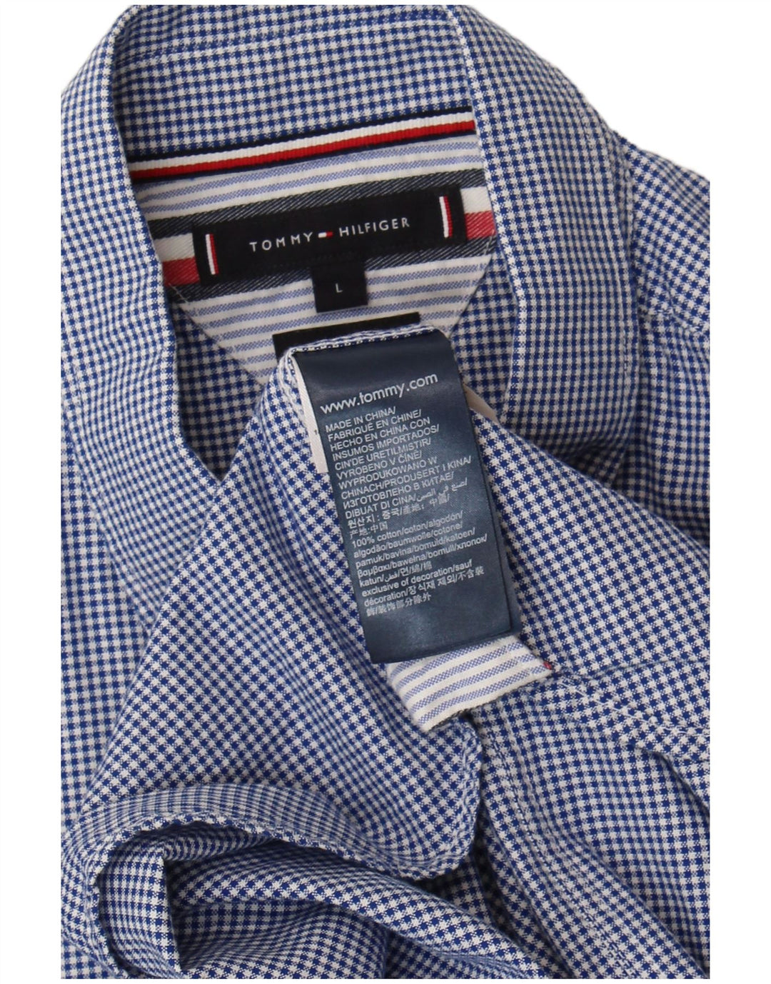 Ανδρικό πουκάμισο Tommy Hilfiger Large Blue Gingham Cotton