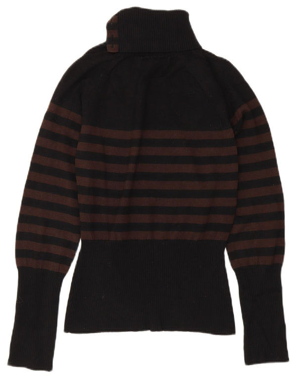 LAURA ASHLEY Γυναικείο πουλόβερ με λαιμό κουμπιά UK 12 μεσαίο μαύρο ριγέ