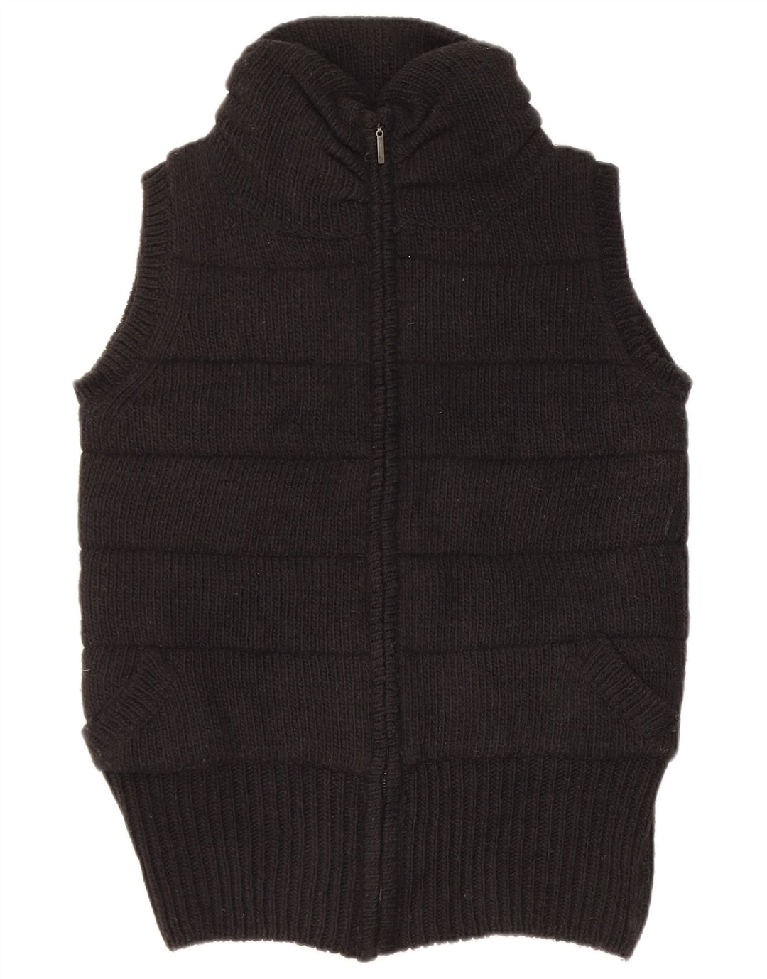 Zara Γυναικείο πλεκτό Gilet UK 14 Μέτριο Μαύρο Ακρυλικό