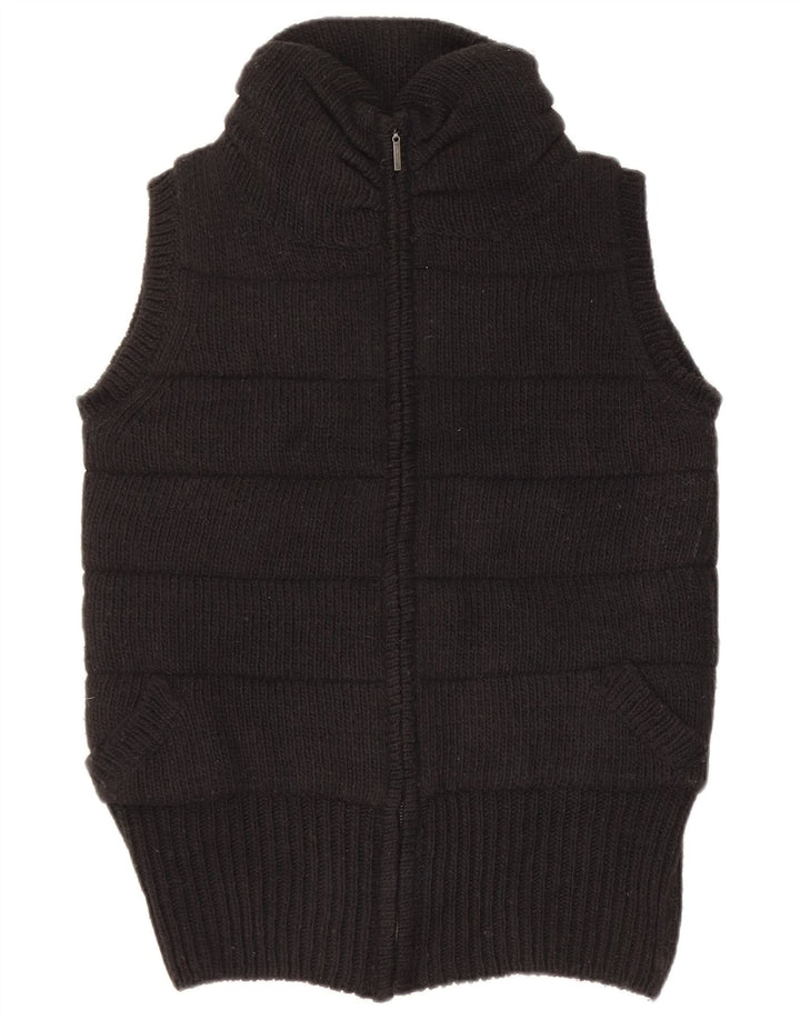 Zara Γυναικείο πλεκτό Gilet UK 14 Μέτριο Μαύρο Ακρυλικό