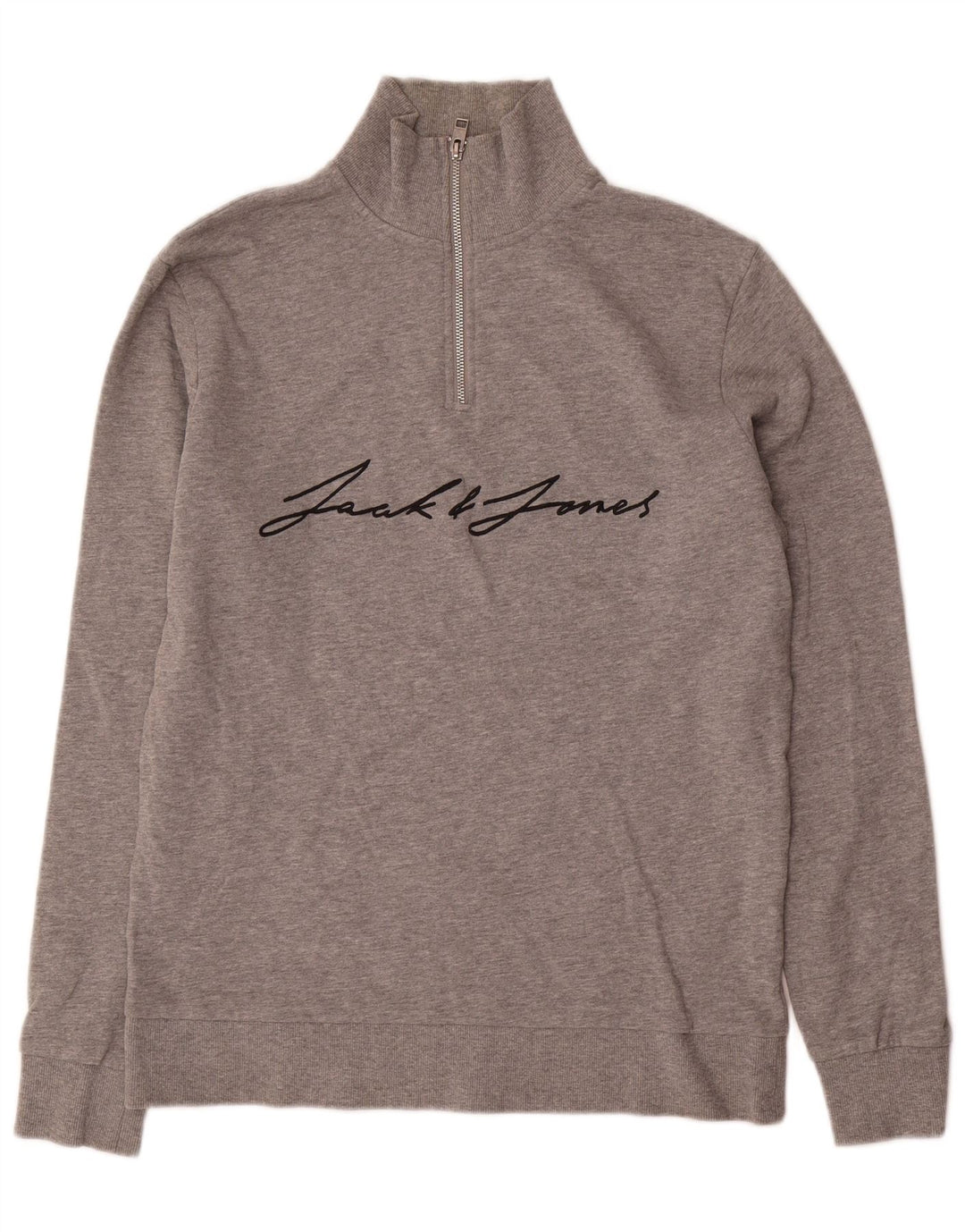 Jack & Jones ανδρικό φούτερ με φερμουάρ με λαιμόκοψη σε μεγάλο γκρι φούτερ