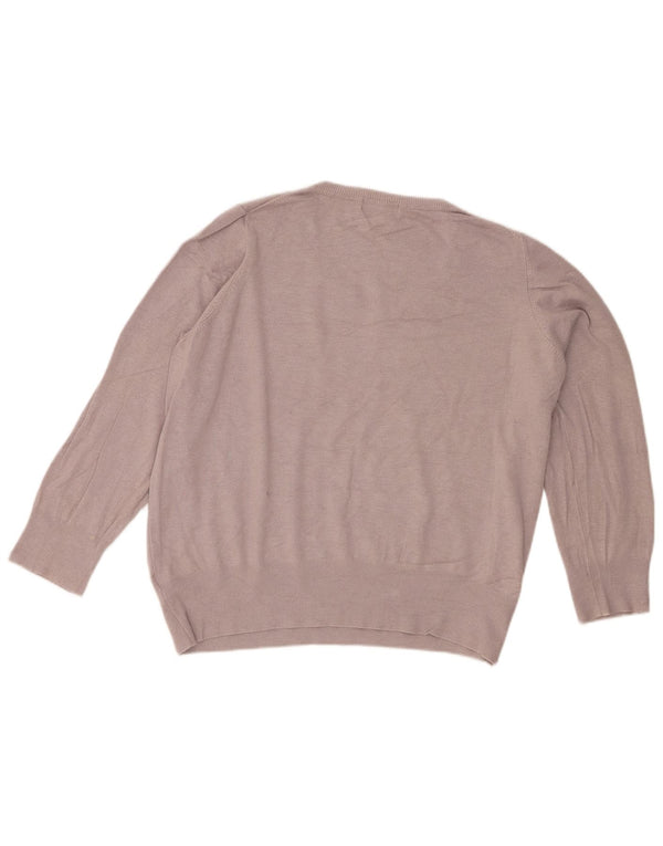 Marks & Spencer Womens V-Neck Jumper Sweater UK 20 2XL Grey Viscose