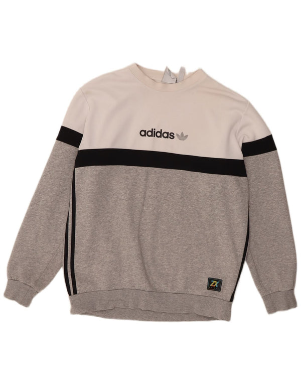Ανδρικό γραφικό φούτερ Adidas Jumper με μεγάλο γκρι χρώμα, βαμβακερό
