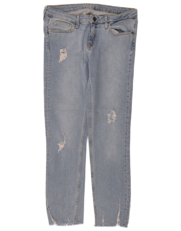 Zara Womens Distressed Slim Jeans EU 38 Small W28 L26 Blue