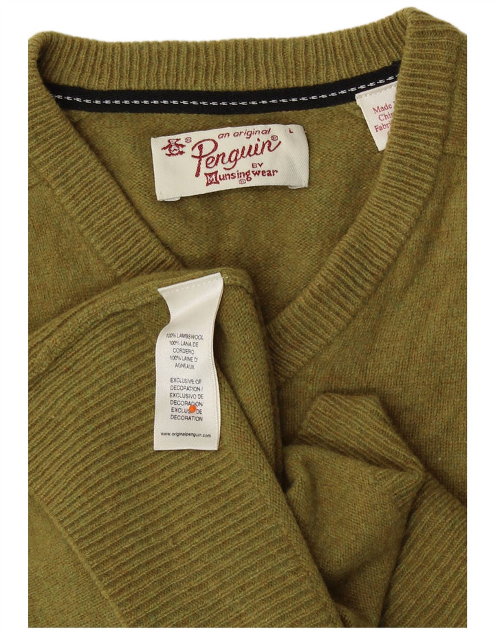 Γυναικείο πουλόβερ με λαιμόκοψη PENGUIN UK 14 Large Khaki Lambswool