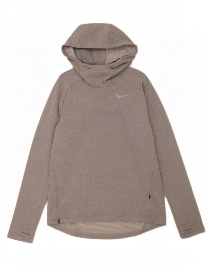 Ανδρική κουκούλα Nike Dri Fit με μακρυμάνικο μεσαίο γκρι πολυεστέρας