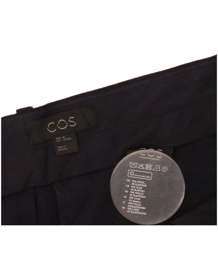 Cos Γυναικείο κομμένο παντελόνι EU 40 Medium W36 L25 Navy Blue Wool