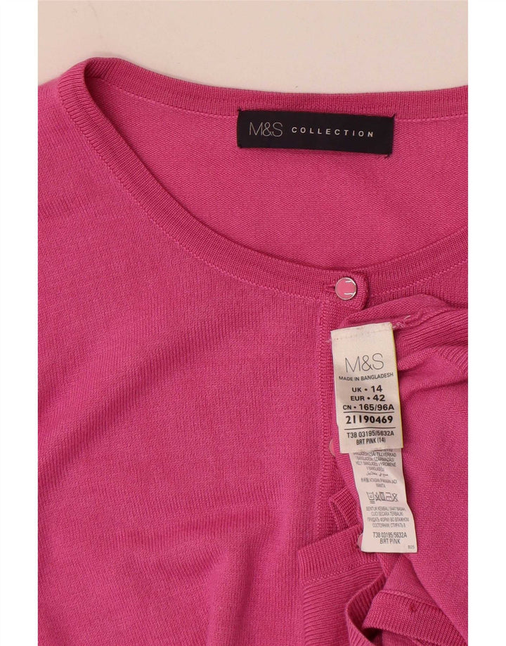 Marks & Spencer Γυναικείο πουλόβερ ζακέτα UK 14 Μεσαίο ροζ βισκόζη