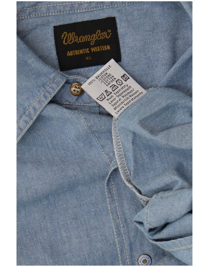 WRANGLER Mens Short Sleeve Shirt XL Blue Cotton