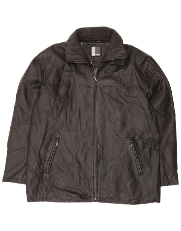 HENRY MORELL Ανδρικό Δερμάτινο Μπουφάν UK 42 XL Μαύρο Δερμάτινο