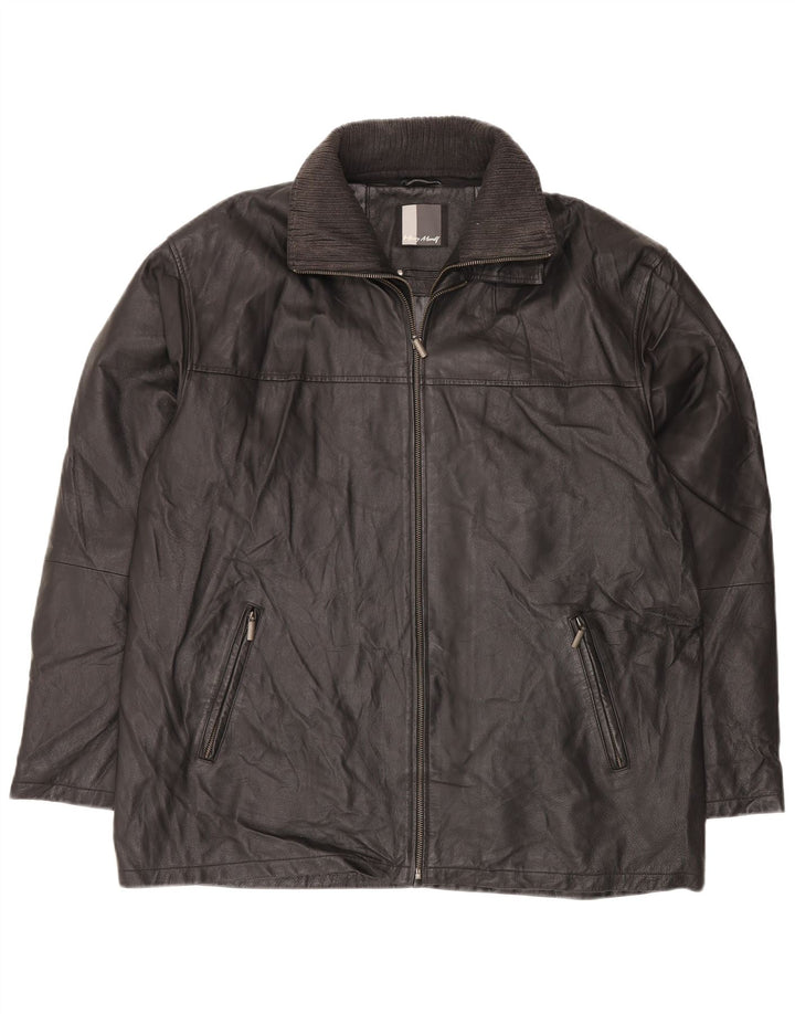 HENRY MORELL Ανδρικό Δερμάτινο Μπουφάν UK 42 XL Μαύρο Δερμάτινο