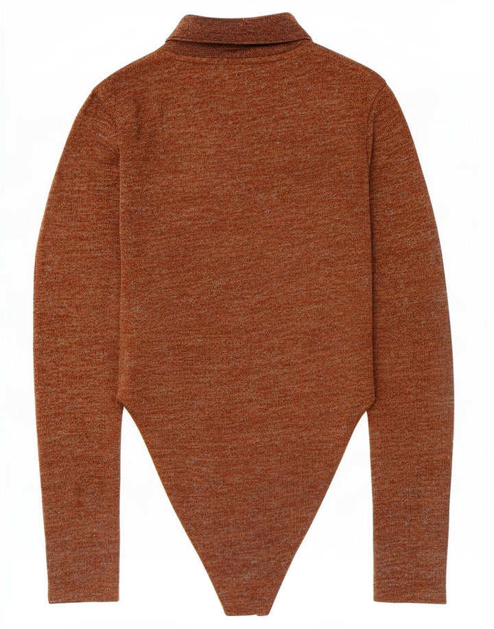 Zara γυναικείο μακρυμάνικο κορμάκι UK 8 Small Brown Flecked Polyester