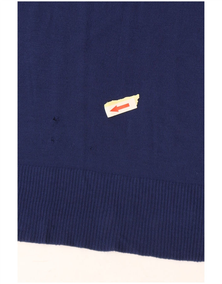 Zara Γυναικείο πουλόβερ με λαιμόκαυστο UK 14 Medium Navy Blue Viscose