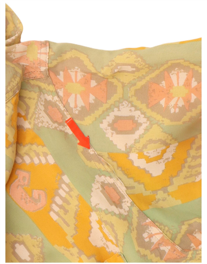 Ανδρικό κοντομάνικο πουκάμισο VINTAGE Μεσαία κίτρινη γεωμετρική βισκόζη