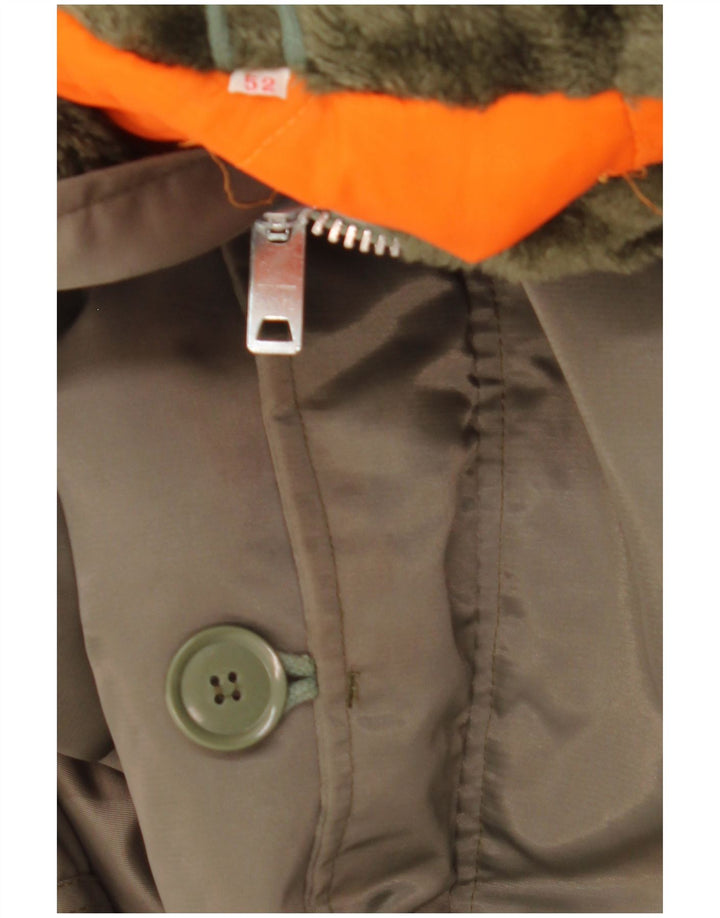 Vintage Ανδρικό μπουφάν Parka με κουκούλα IT 52 XL Khaki Polyamide