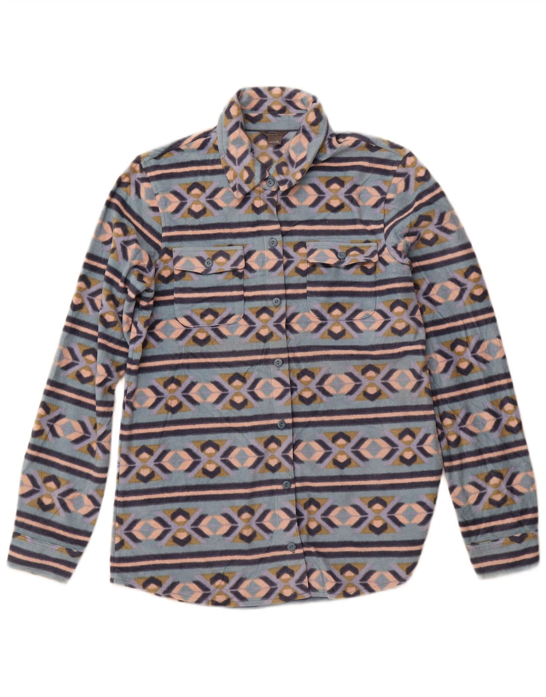 EDDIE BAUER Γυναικείο πουκάμισο Fleece UK 12 Medium Blue Fair Isle Polyester