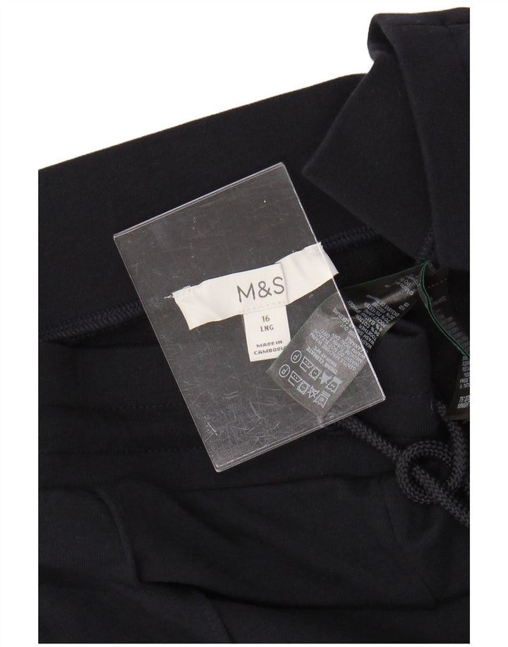Marks & Spencer Γυναικεία φόρμα παντελόνια UK 16 Large Navy Blue από βαμβάκι