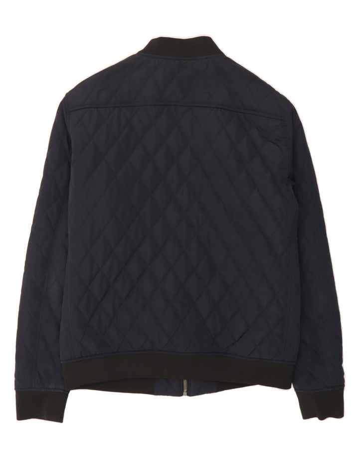 ZARA Mens Quilted Jacket UK 40 Large Navy Blue Polyester Vintage Zara and Second-Hand Zara from Messina Hembry 