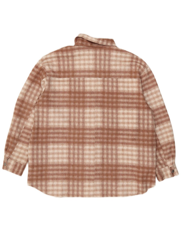 Zara Womens Oversized Flannel Shirt UK 10 Small Brown Check Polyester