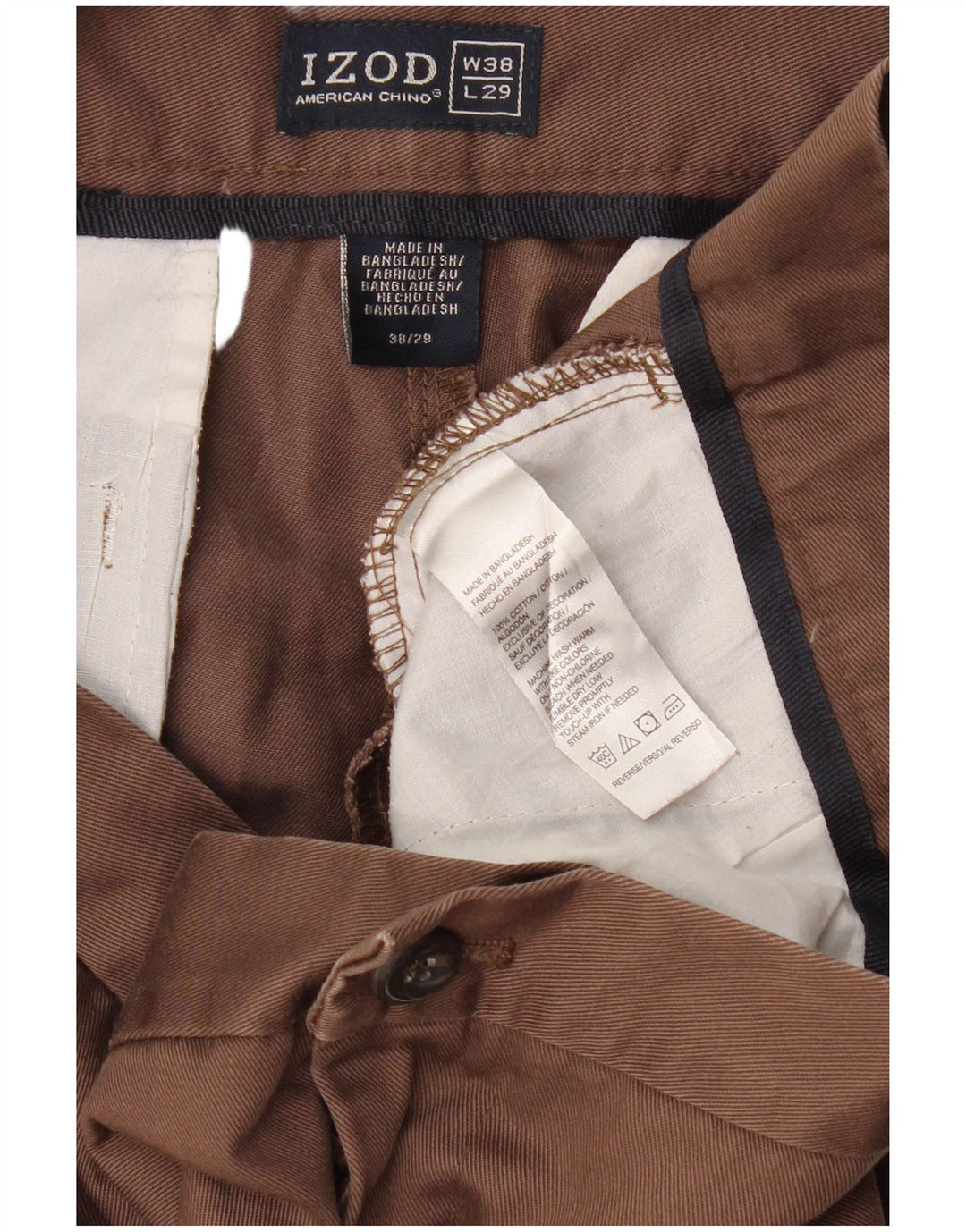 Ανδρικό ίσιο παντελόνι Chino IZOD W38 L29 Καφέ Βαμβακερό