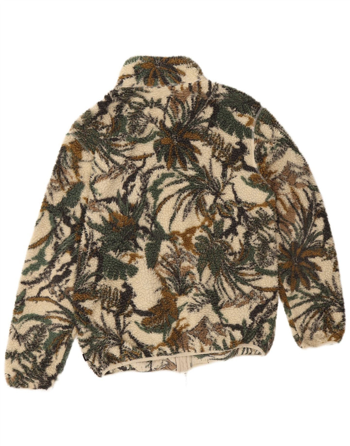 Vans Mens Fleece Jacket UK 38 Medium Green Floral Polyester