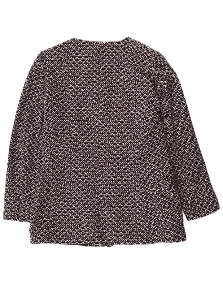 Zara Γυναικείο Μπουφάν Blazer Abstract Pattern UK 14 Large Navy Blue από βαμβάκι