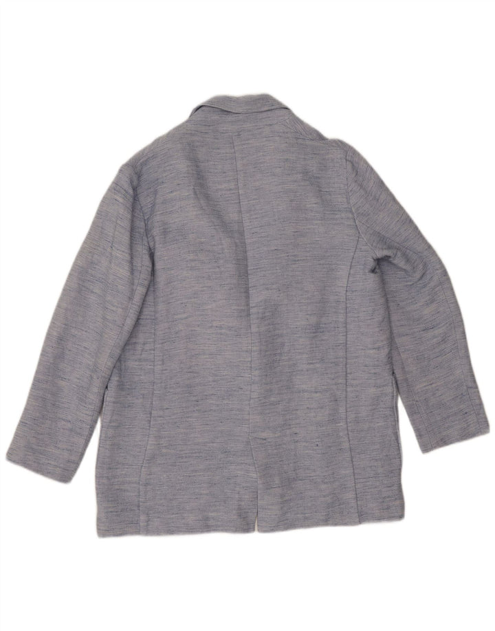 Zara Γυναικείο Open Blazer Jacket UK 14 Large Blue Flecked Acetate