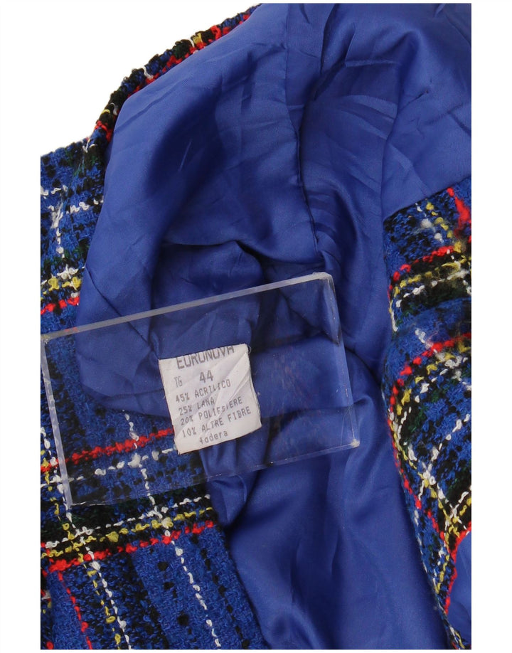 Euronova Γυναικείο Μπουφάν Blazer Crop 3 Κουμπιών IT 44 Medium Blue Check Acrylic